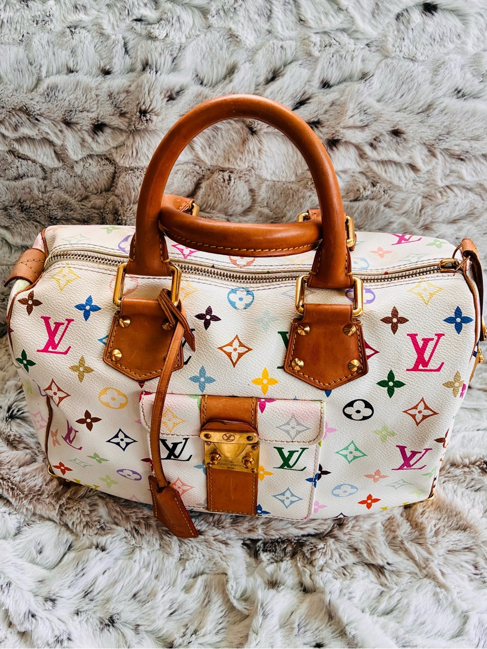 Louis Vuitton Speedy 30 Murakami Multicolor on White S Lock VGUC - Picture 8 of 17